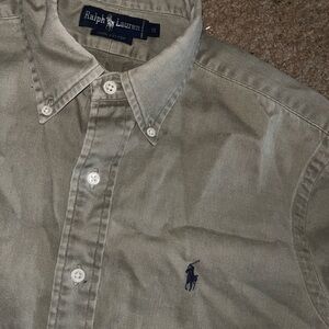 Ralph Lauren Men's Casual Army Green Button Down Shirt